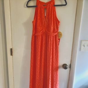 Coral Lace Maxi Dress